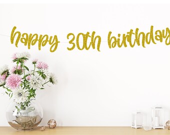 30th birthday banner, 30th Birthday Decorations, Glitter Banners, 30th Birthday party decorations