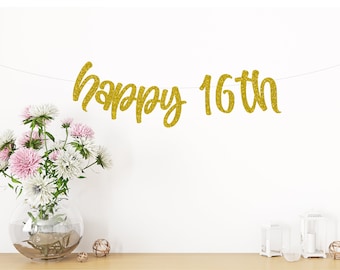 16th Birthday Banner, Happy 16th Birthday Banner, 16th Birthday Decorations