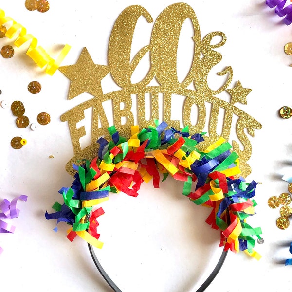 60 & Fabulous Headband Birthday Crown, 60th Birthday Headband, 60th Decorations, Party Crown, 60th Birthday Decorations, 60th Birthday