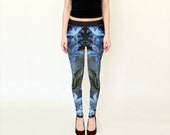 Flower Leggings/Blue Leggings/Unique Leggings/Flowerllusion/Woman Leggings/Fashion Leggings/Made to Order