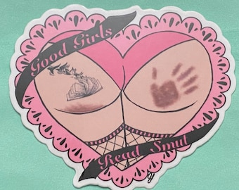 Smut sticker, smut heart butt sticker, good girls read smut sticker, water bottle sticker, heart butt laptop sticker, smut reading sticker.