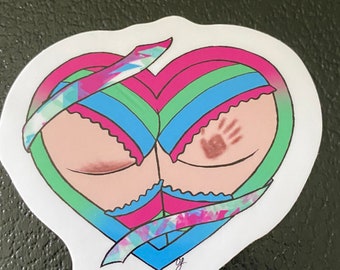 polysexual Pride heart Butt Sticker. Waterproof. Water bottle Sticker. Laptop Sticker.