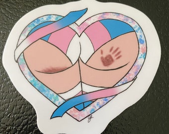 Transgender Pride heart Butt Sticker. Waterproof. Water bottle Sticker. Laptop Sticker.