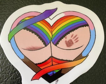 Pride heart Butt Sticker. Waterproof. Water bottle Sticker. Laptop Sticker.