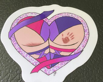 Bisexual Pride heart Butt Sticker. Waterproof. Water bottle Sticker. Laptop Sticker.
