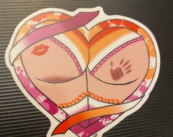 Lesbian Pride heart Butt Sticker. Waterproof. Water bottle Sticker. Laptop Sticker.