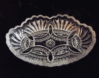 oval crystal dish, crystal relish dish, candy dish, item # 26