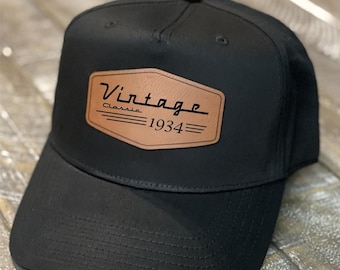 90th Birthday Leather Patch Hat - Vintage Classic 1934 Birthday Gift Cap for Dad Grandpa Brother - Milestone Birthday Gift