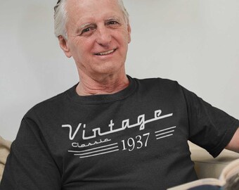 Born in 1937 Birthday Gift - Car Guy Birthday Gift - Dad Birthday - Grandpa Birthday - Made in 1937 - Vintage Classic Birthday Shirt