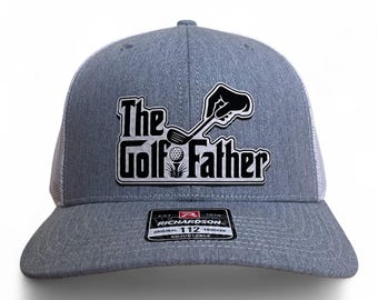 The GolfFather Hat: Richardson 112 Trucker Cap, Funny Golf Ball Leather Patch