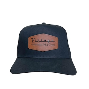 80th Birthday Hat - 1946 Vintage Leather Patch Cap