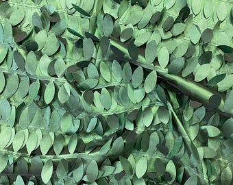 Leaf Hanging Taffeta Fabric by the Yard in Hunter Green
