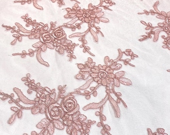 Laylani Lace Fabric by the Yard in Dusty Rose
