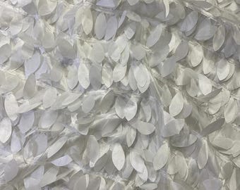 Leaf Hanging Taffeta Fabric by the Yard in White