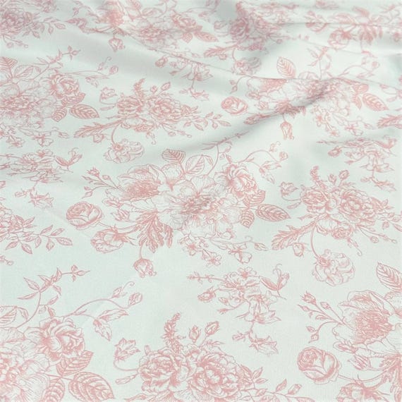French Toile (Poly Print) Fabric by the Yard in Dusty Rose