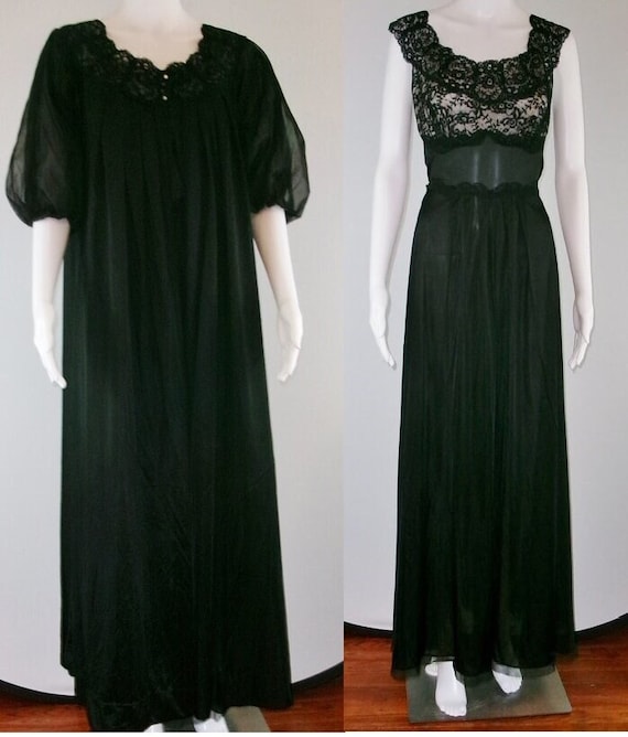 Vintage 60s Vanity Fair Tricot Nylon Black Peigno… - image 1