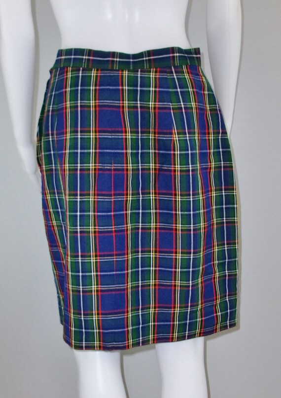 Ralph Lauren Vintage Skirt Plaid Linen Rayon USA … - image 3