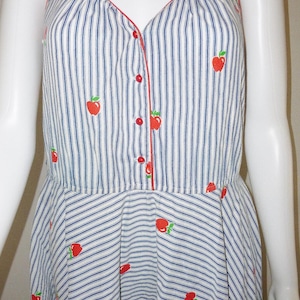Vintage 70s COCO California Petites Prairie Cottagecore Apple Print Dress SZ M/L