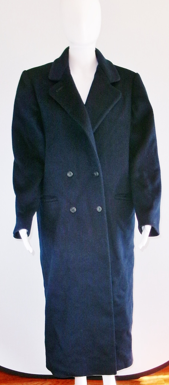 JG Hook Womens M 100% Wool Long Pea Coat Navy Blue