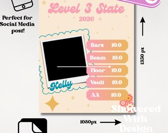 Gymnastics Meet Scorecard - Social Media Scorecard for gymnast dancers
