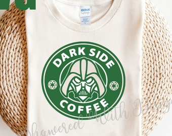 Dark Side Coffee SVG, decalcomania della maglietta, design DIGITALE, Star Wars, tossicodipendente del caffè, download istantaneo