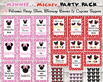 The ULTIMATE Mickey & Minnie Mouse Party Pack Printable Set / 25 Signs + Cupcake Topper / Instant DOWNLOAD / Minnie Mouse / Mickey Mouse