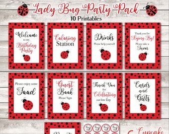 The ULTIMATE Lady Bug  Printable Set / 10 Signs +  Cupcake Toppers / Instant DOWNLOAD / Lady Bugs