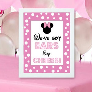 Minnie Mouse Party Art / INSTANT DOWNLOAD / We&#39;ve Got Ears Say Cheers / Mickey Mouse Sign / Minnie Mouse Sign /Home Decor / Art / Printable