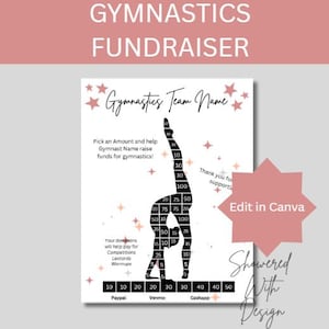 Fill my Gymnast,Gymnastics fundraiser donation, Editable in Canva - Gymnastics, cash calendar, fundraiser with FREE tracking sheet printable