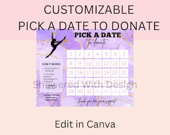 EDITABLE Pay for your Day Calendar - DANCE, cash calendar, Day fundraiser with FREE tracking sheet printable