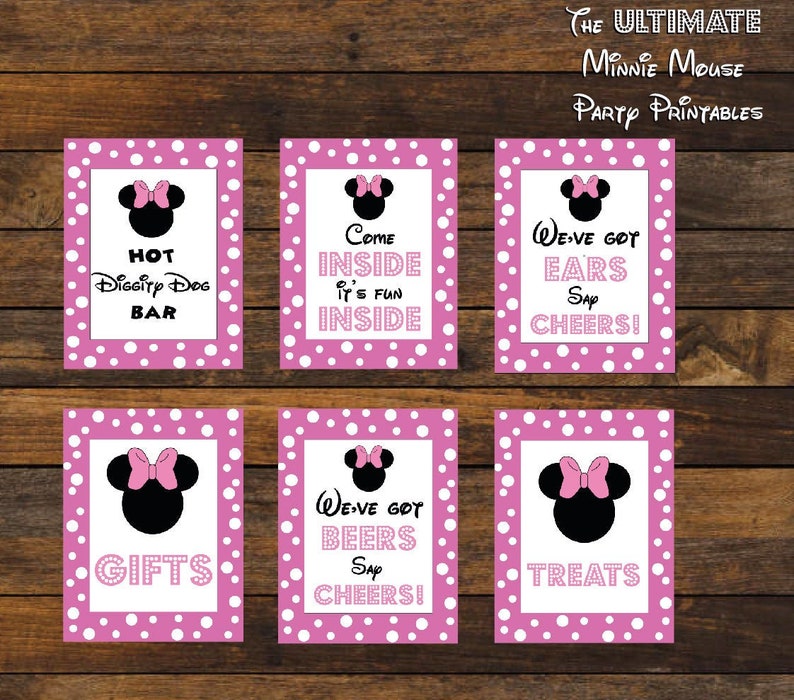 4x6 size The ULTIMATE Minnie Mouse Party Printable Set / Instant DOWNLOAD / Hot Diggity Dog / Minnie Mouse / Minnie Mouse Sign image 1