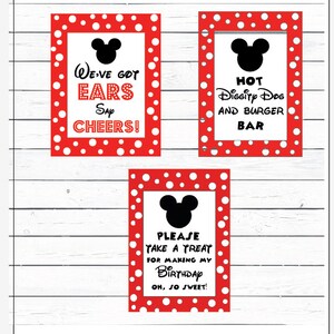 セール - 究極のミッキーマウスパーティー印刷セット / インスタントダウンロード / ホットディギティドッグ / ミッキーマウス / ミニーマウスサイン / ホームデコレーション /