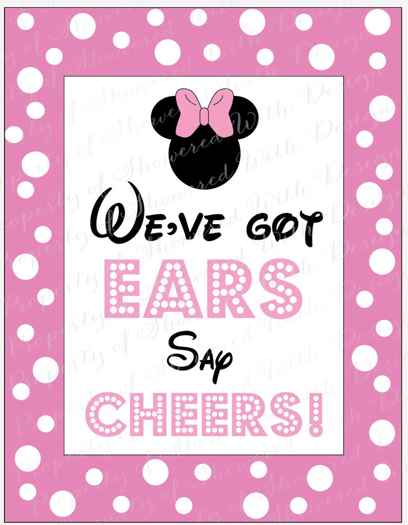 Minnie Mouse Party Art / INSTANT DOWNLOAD / We've Got Ears Say Cheers / Mickey Mouse Sign / Minnie Mouse Sign /Home Decor / Art / Printable image 2
