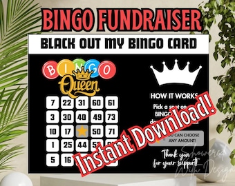 BINGO Queen card fundraiser -  cash calendar,  fundraiser with FREE tracking sheet printable