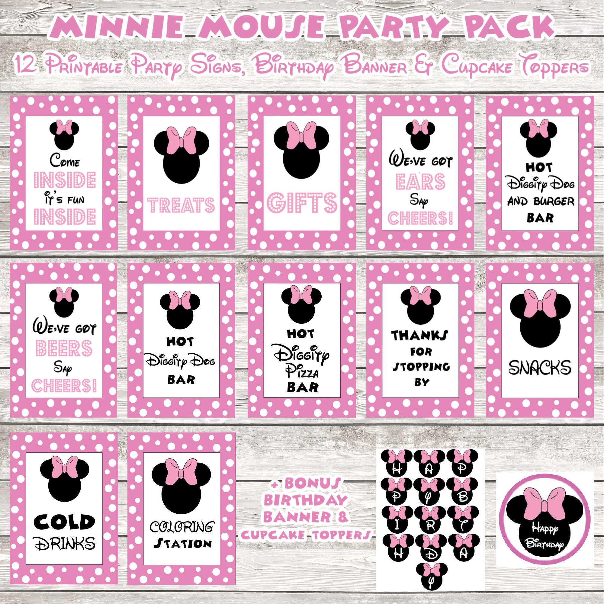 Minnie Mouse Happy Birthday Banner Printable