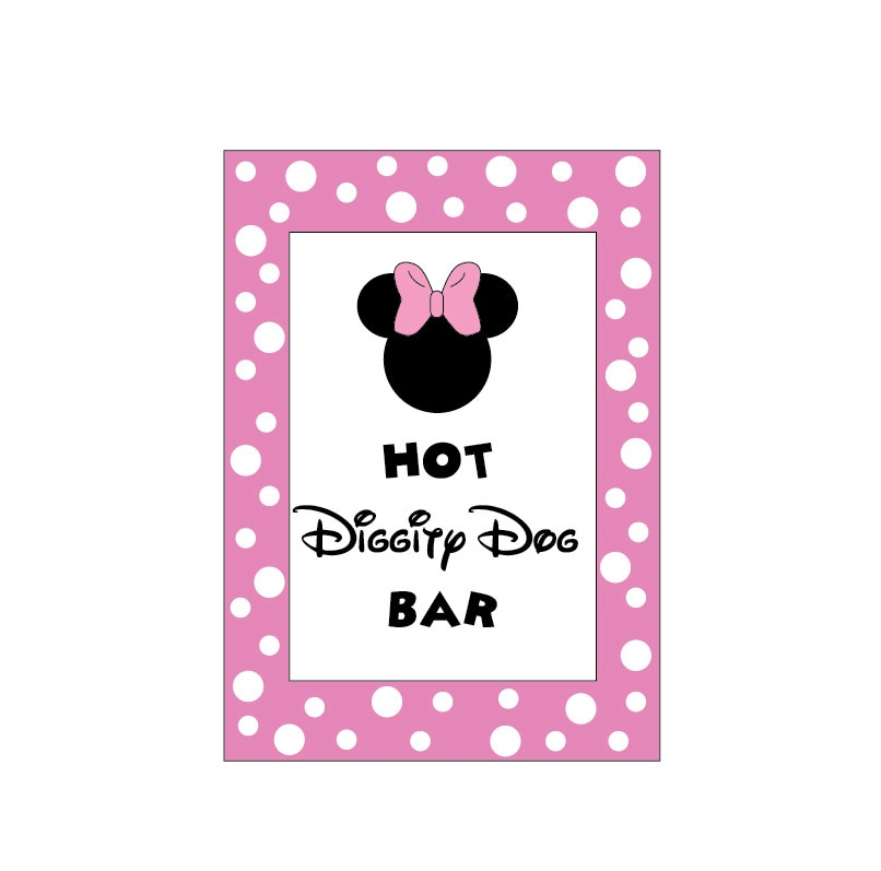 SALE Minnie Mouse Party Art / INSTANT DOWNLOAD / Hot Diggity Dog Bar ...