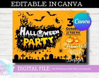 Halloween Party invitation - Editable in Canva