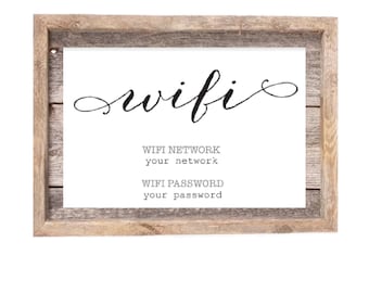 WiFi-wachtwoordteken, BEWERKBARE WiFi-tekensjabloon, WiFi-wachtwoord afdrukbaar, 4x6, Instant download, PDF
