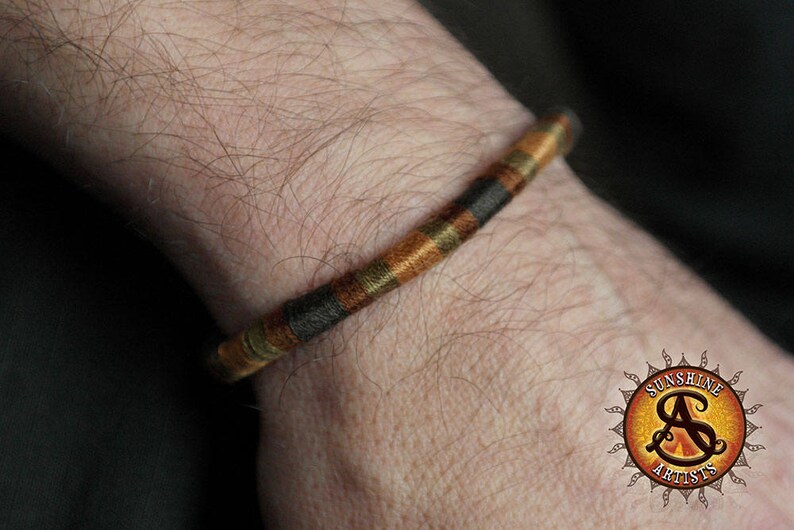 lobster clasp tan and khaki woven braided bracelet with embroidery cotton in earth festival wear Natural brown bracelet unisex jewelry