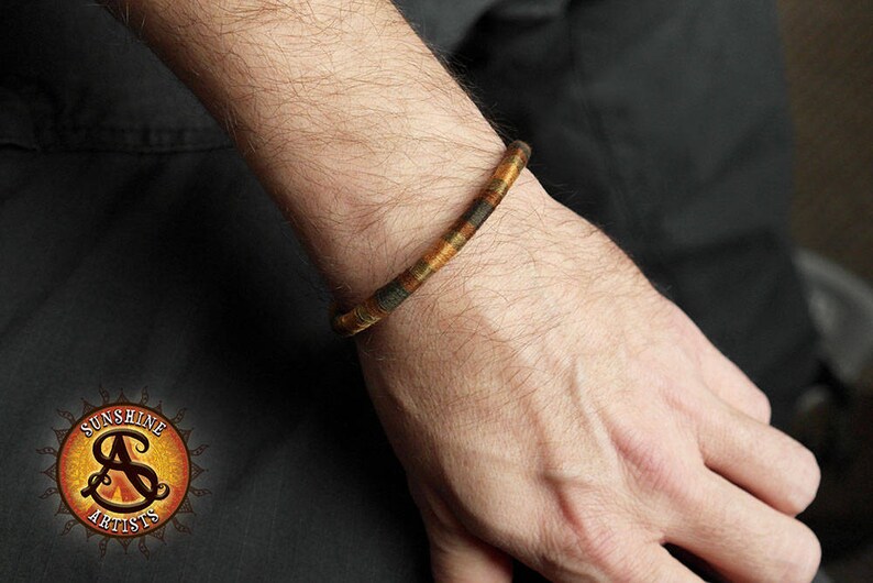 lobster clasp tan and khaki woven braided bracelet with embroidery cotton in earth festival wear Natural brown bracelet unisex jewelry