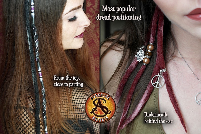 Light grey dreads Tibetan silver clip in extensions bird lover Merino wool birdcage charm burgundy highlights tiger eye glass bead