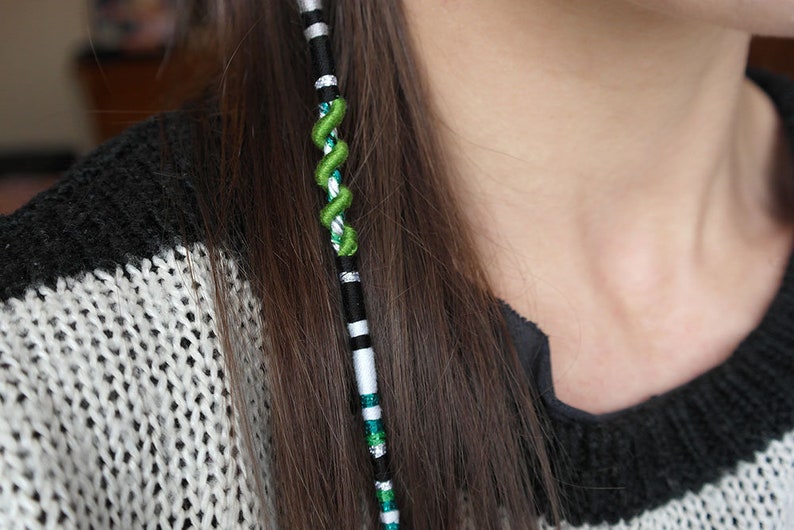 Urban green grey plait in hair wrap Urban green grey plait in hair wrap