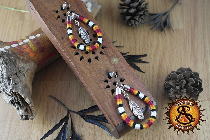 bracelet or anklet and earrings Custom native inspired jewelry set with hair wrap necklace