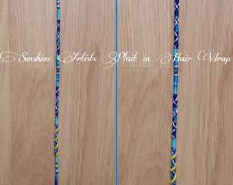 Nautical hair wrap, removable hair braid, plait in or clip in, seaside, ocean, sea blues, silver and yellow, pony beads, seaside hair braid