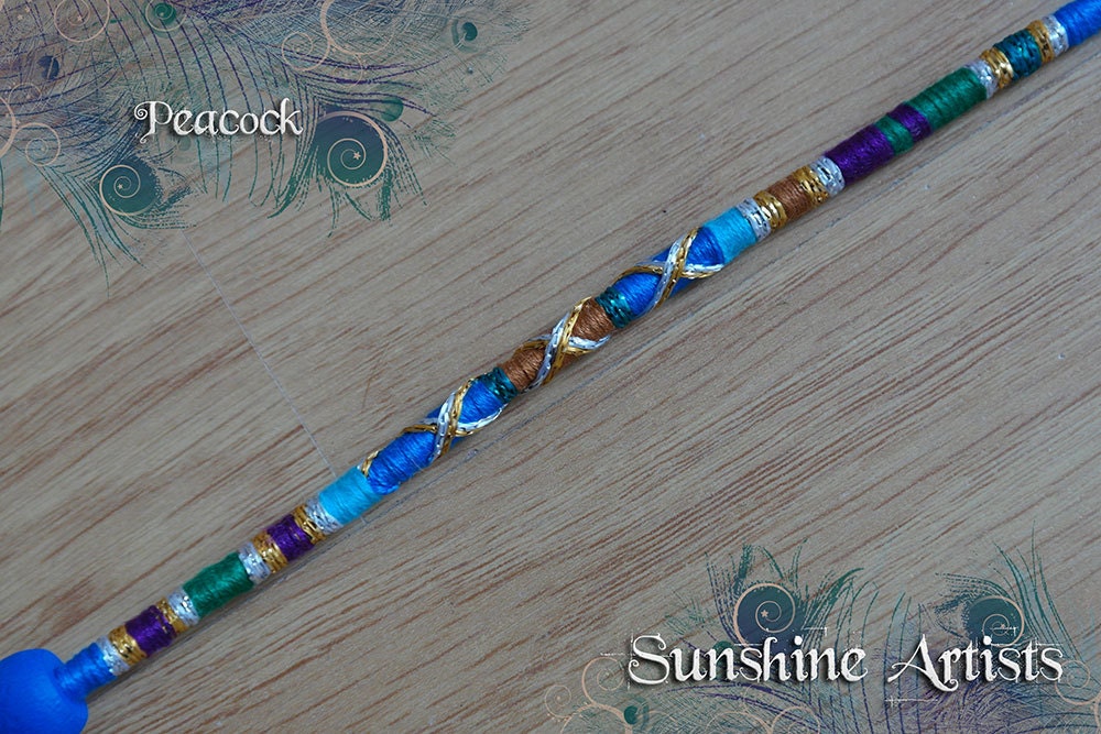 Peacock Hair Wrap In Vibrant Blue Deep Purple Dark Green Etsy