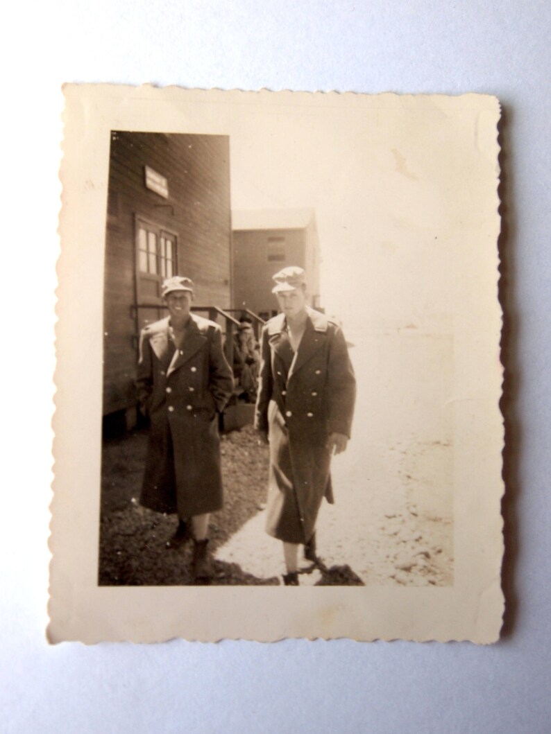 RARE Handsome Soldier Boys World War 2 Black and White Vintage Male Candid Snapshot Vernacular Photograph image 3