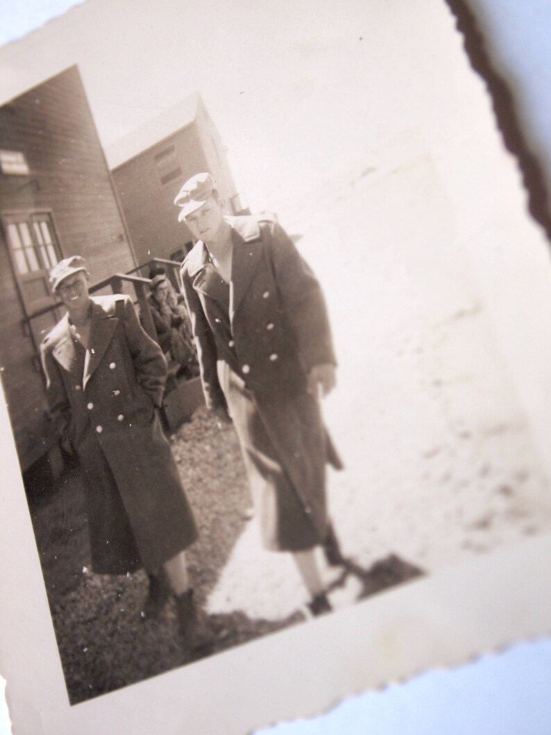 RARE Handsome Soldier Boys World War 2 Black and White Vintage Male Candid Snapshot Vernacular Photograph image 1