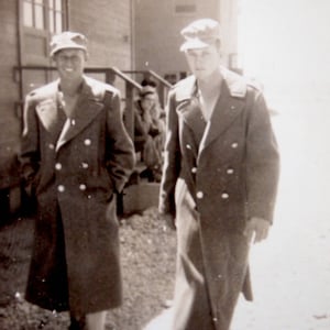 RARE Handsome Soldier Boys World War 2 Black and White Vintage Male Candid Snapshot Vernacular Photograph image 7