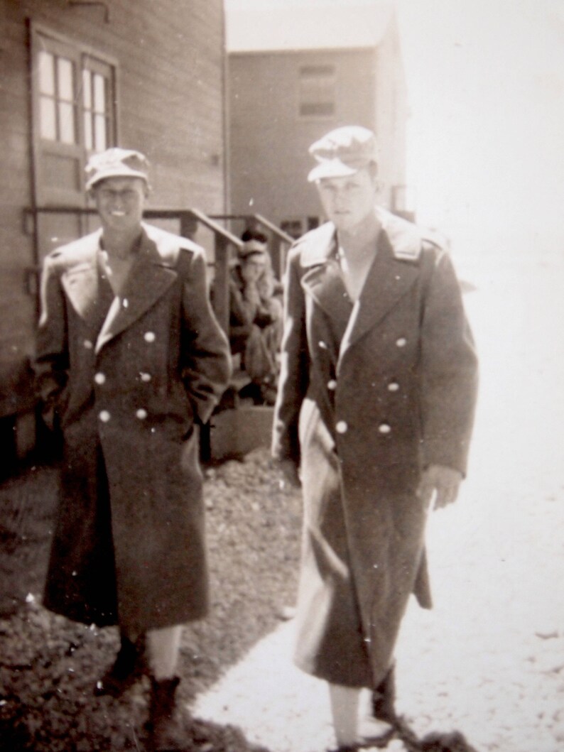 RARE Handsome Soldier Boys World War 2 Black and White Vintage Male Candid Snapshot Vernacular Photograph image 7