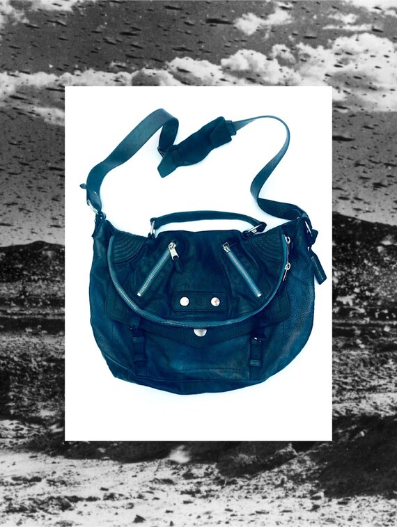 ALEXANDER MCQUEEN Beautiful Rare Designer Classic Navy Blue faithful Leather Biker Satchel Crossbody Saddle Bag 2010 Made in Italy Etsy